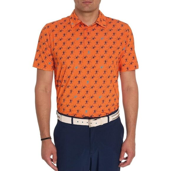 Robert Graham Men's Orange Stinger Short-Sleeve Knit Polo Size: S NWT - Picture 1 of 5